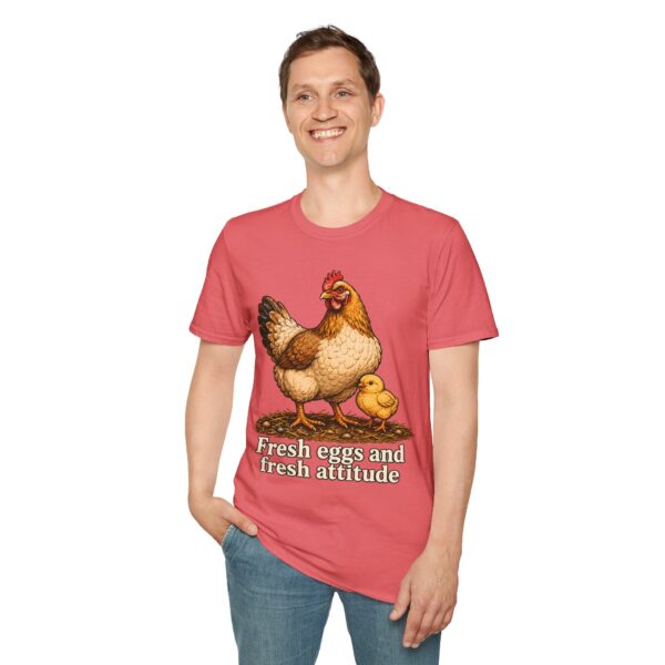 Chicken Farm T-Shirt — "Fresh Eggs and Fresh Attitude" Hen & Chick Tee