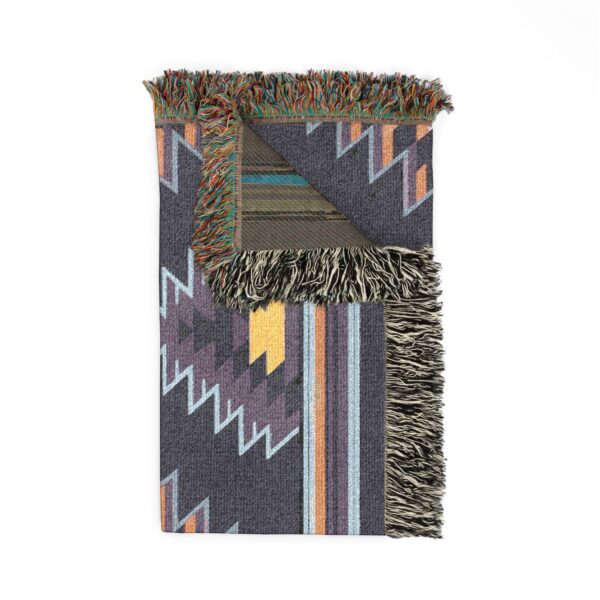 Woven Blanket - Aztec Southwestern Gold Pink Light Blue Black Print
