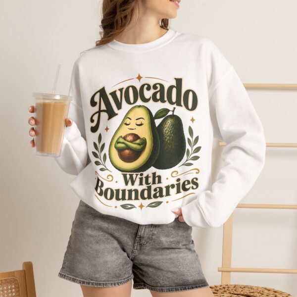 Avocado With Boundaries Crewneck Sweatshirt — Funny Avocado Graphic Pullover