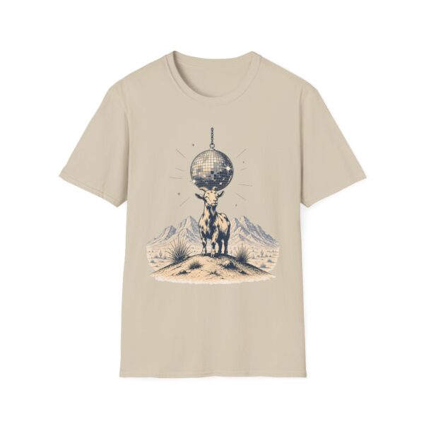 Goat Disco T-Shirt — Retro Monochrome 'Unfazed Goat' Graphic