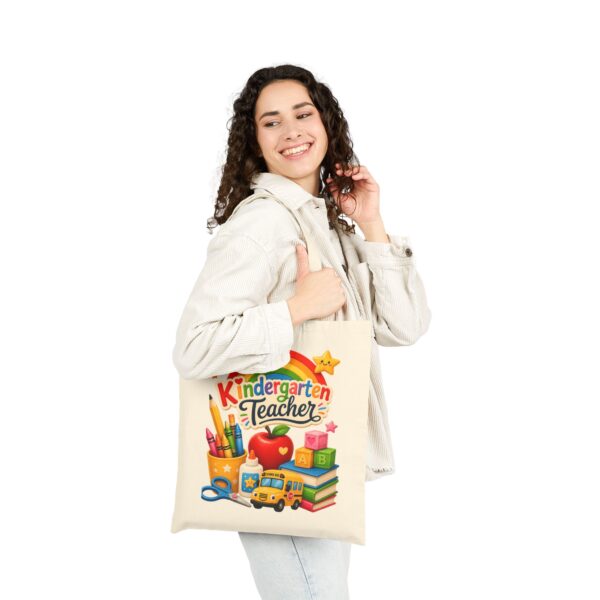 Kindergarten Teacher Canvas Tote — Cute School Supplies Rainbow Teacher Gift