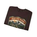 Vintage Mountain Camping Crewneck — "Map the Peaks / Camp the Quiet Miles"