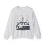 Airwaves After Dark Retro Radio Crewneck — Ham Radio Antenna Sweatshirt