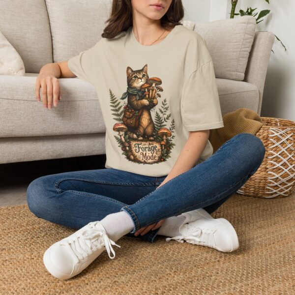Cat Forager T-Shirt — Cute Kitten Holding Mushrooms “Forage Mode”