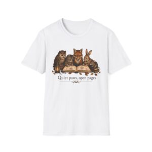 Reading Forest Animals T-Shirt — "Quiet Paws, Open Pages" Book Lover Tee
