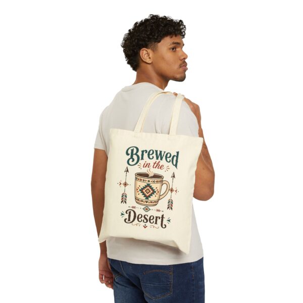 Brewed in the Desert Canvas Tote – Southwestern Coffee Lover Bag
