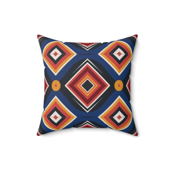 Square Pillow - Blue, Black, Orange, and Yellow Diamond Print
