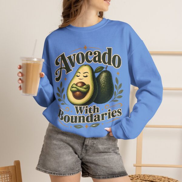 Avocado With Boundaries Crewneck Sweatshirt — Funny Avocado Graphic Pullover