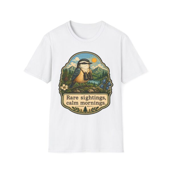 Rare Sightings Calm Mornings bird illustration T-Shirt | nature hiking outdoors