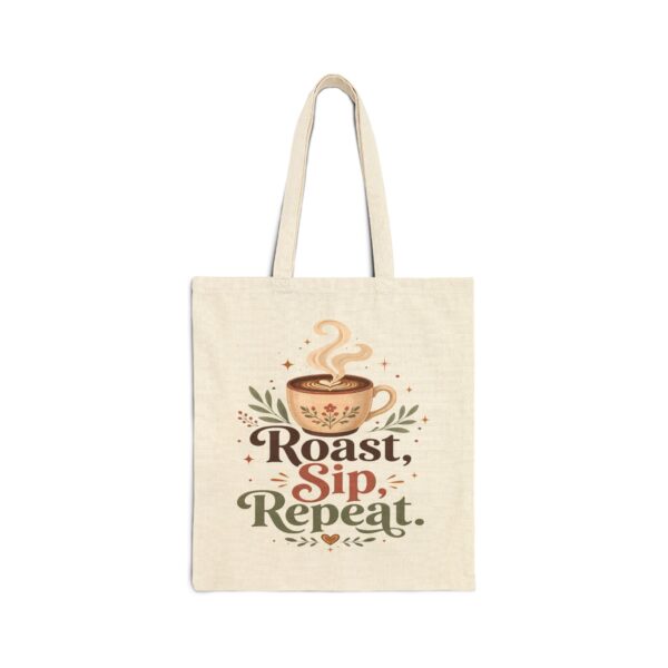 Roast Sip Repeat Coffee Tote Bag — Canvas Coffee Lover Grocery Tote