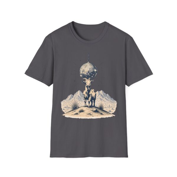 Goat Disco T-Shirt — Retro Monochrome 'Unfazed Goat' Graphic