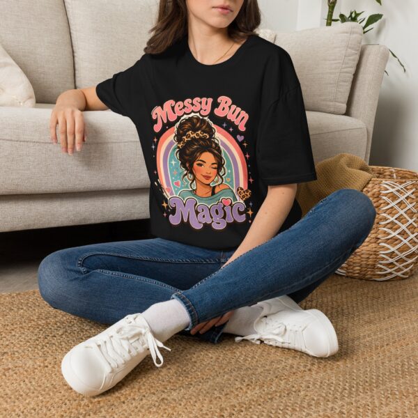 Messy Bun Magic Retro Rainbow Hair Lover T‑Shirt