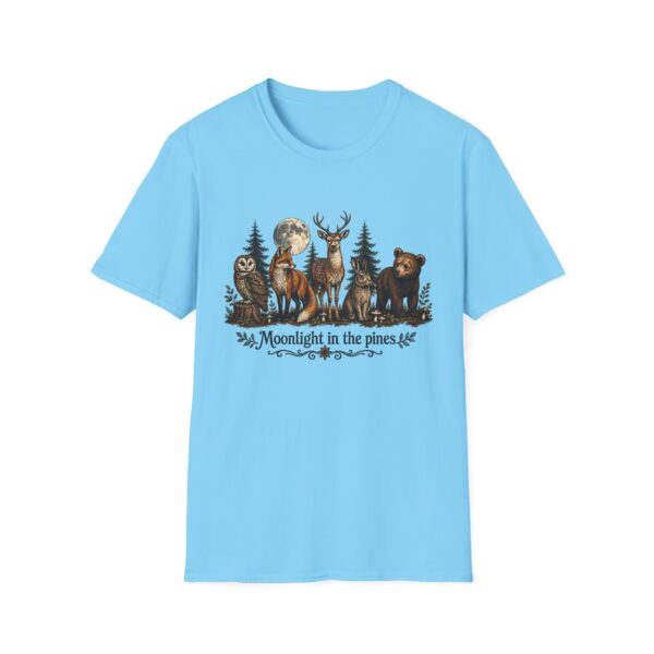 Moonlight in the Pines Wildlife T-Shirt — Deer, Bear, Fox & Owl Nature Tee