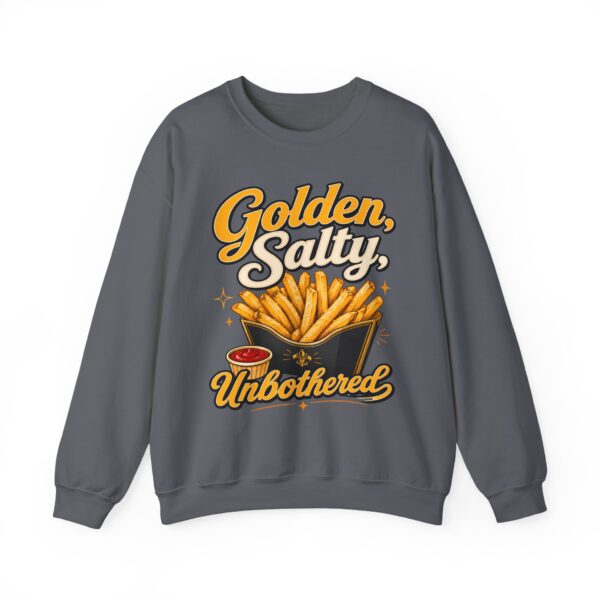 French Fry Crewneck Sweatshirt — "Golden, Salty, Unbothered" Graphic