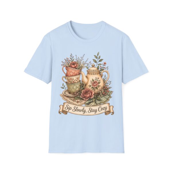 Tea Time Floral T-Shirt — "Sip Slowly, Stay Cozy" Vintage Teapot Tee