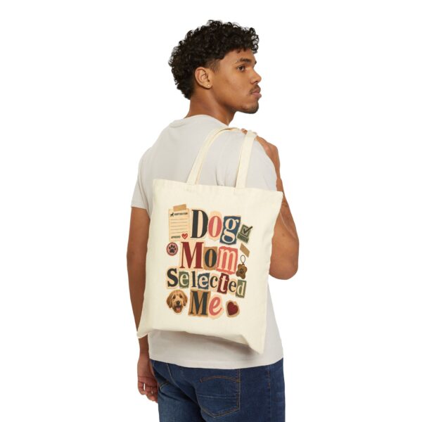 Dog Mom Selected Me Tote Bag — Cute Canvas Gift for Pet Lovers