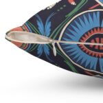Square Pillow Tribal Art Design Pink Green White Light Blue Pattern