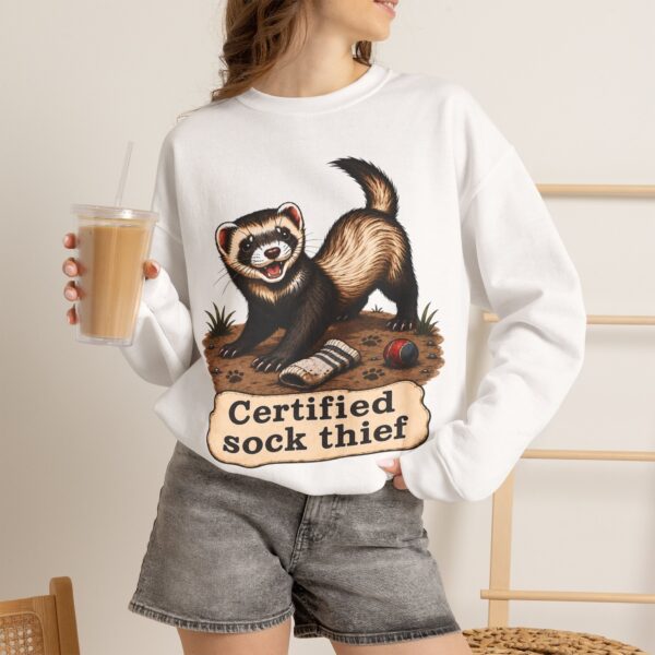 Certified Sock Thief Sweatshirt — Cute Ferret/Weasel Graphic Crewneck