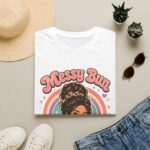 Messy Bun Magic Retro Rainbow Hair Lover T‑Shirt