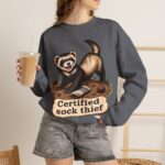 Certified Sock Thief Sweatshirt — Cute Ferret/Weasel Graphic Crewneck