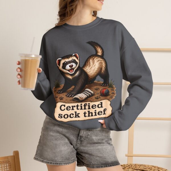 Certified Sock Thief Sweatshirt — Cute Ferret/Weasel Graphic Crewneck
