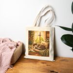 Cozy Window Cat Canvas Tote Bag — Cute Cat Lovers Cotton Canvas Tote