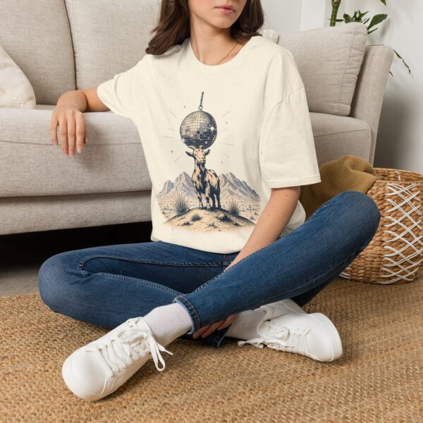Goat Disco T-Shirt — Retro Monochrome 'Unfazed Goat' Graphic