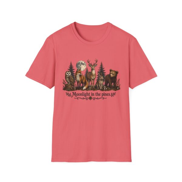 Moonlight in the Pines Wildlife T-Shirt — Deer, Bear, Fox & Owl Nature Tee