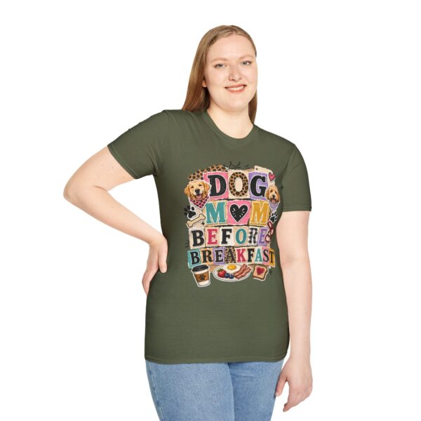 Dog Mom Before Breakfast Retro Paw & Bone T-Shirt