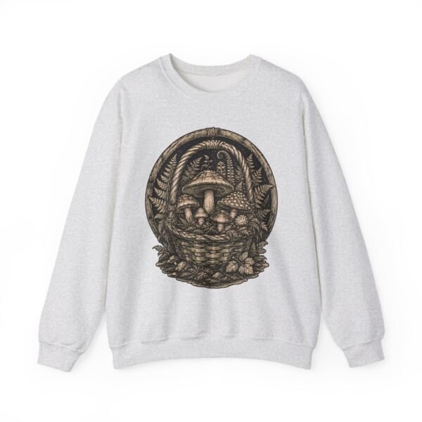 Vintage Woodcut Mushroom Basket Crewneck Sweatshirt