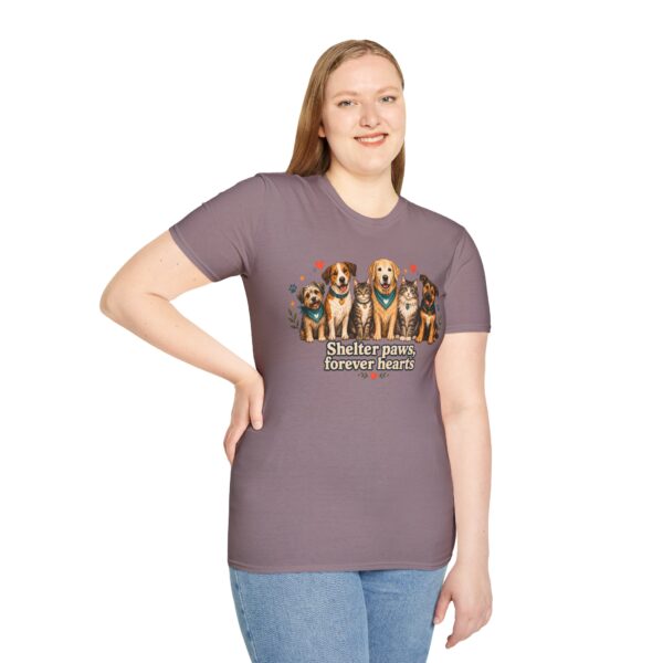 Shelter Paws Forever Hearts Rescue Dogs & Cats Adoption T-Shirt