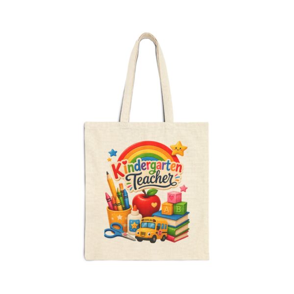Kindergarten Teacher Canvas Tote — Cute School Supplies Rainbow Teacher Gift