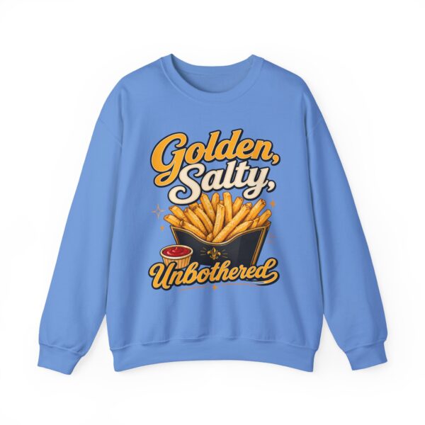 French Fry Crewneck Sweatshirt — "Golden, Salty, Unbothered" Graphic