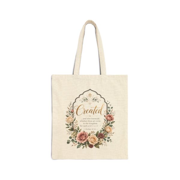 Floral Scripture Quote Cotton Canvas Tote
