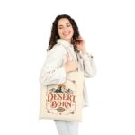 Desert Born Cotton Canvas Tote — Vintage Southwest Mountain Sun Eco Shopper