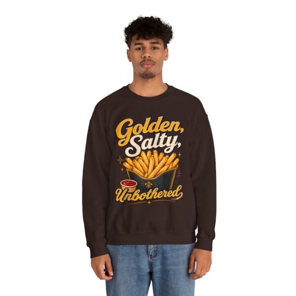 French Fry Crewneck Sweatshirt — "Golden, Salty, Unbothered" Graphic