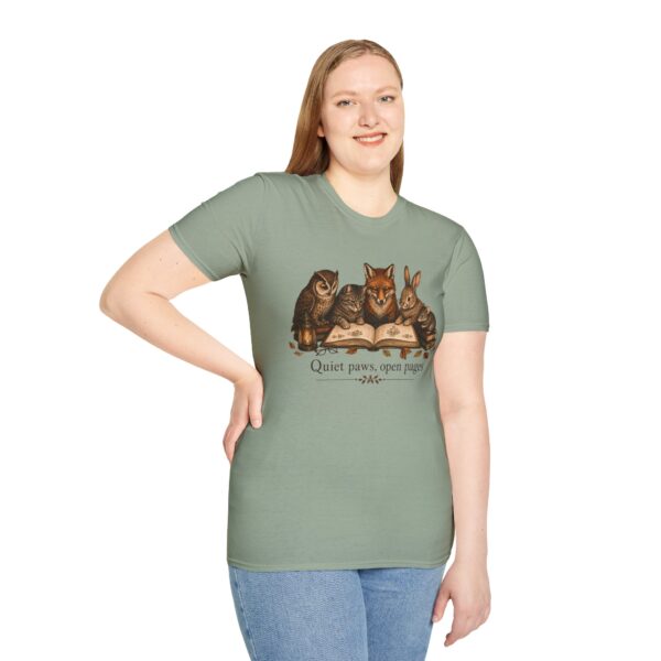 Reading Forest Animals T-Shirt — "Quiet Paws, Open Pages" Book Lover Tee