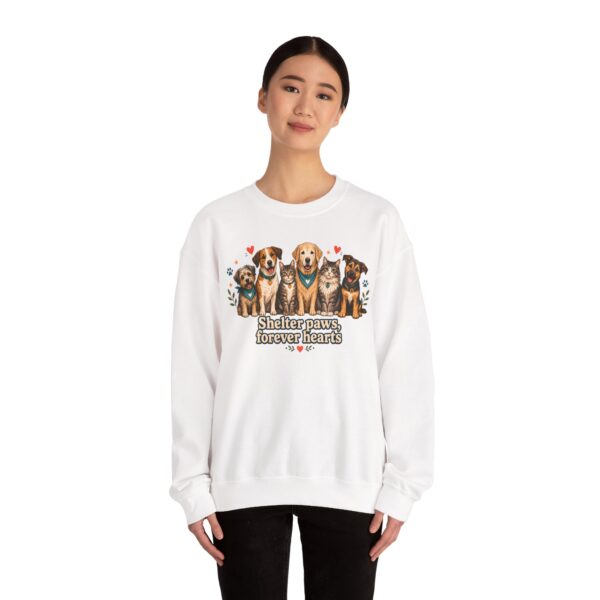 Shelter Paws Crewneck Sweatshirt — "Shelter Paws, Forever Hearts" Rescue Dog & Cat Pullover
