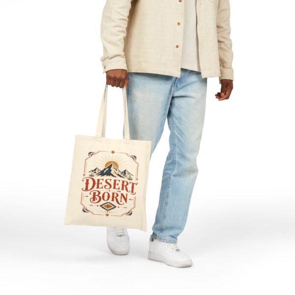 Desert Born Cotton Canvas Tote — Vintage Southwest Mountain Sun Eco Shopper