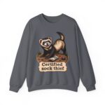 Certified Sock Thief Sweatshirt — Cute Ferret/Weasel Graphic Crewneck