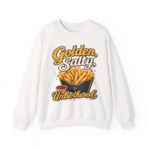 French Fry Crewneck Sweatshirt — "Golden, Salty, Unbothered" Graphic