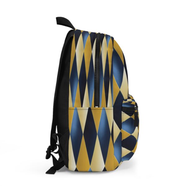 Backpack - Blue and Gold Diamond Geometric Pattern Design
