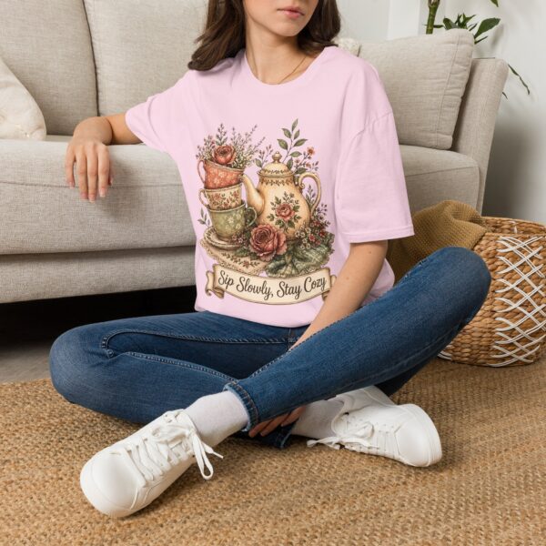 Tea Time Floral T-Shirt — "Sip Slowly, Stay Cozy" Vintage Teapot Tee