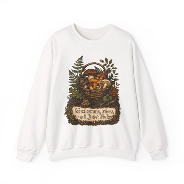 Mushroom Basket Sweatshirt — "Mushrooms, Moss, and Quiet Walks" Cozy Nature Crewneck