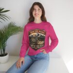 Vintage Mountain Camping Crewneck — "Map the Peaks / Camp the Quiet Miles"