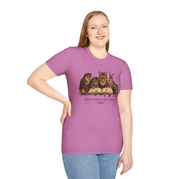 Reading Forest Animals T-Shirt — "Quiet Paws, Open Pages" Book Lover Tee