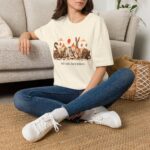 Desert Wildlife Illustration T-Shirt | Rabbit Snake Tortoise Birds, Soft Sand Vibe