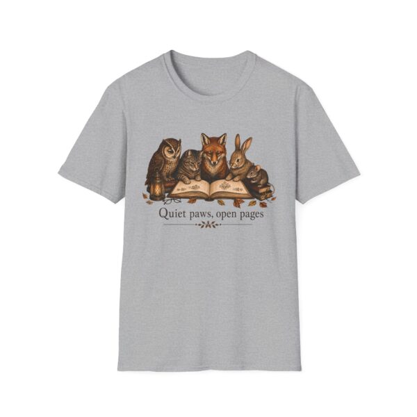 Reading Forest Animals T-Shirt — "Quiet Paws, Open Pages" Book Lover Tee