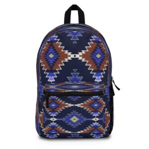 Backpack - Metro Blue Burgundy White Aztec Southwestern Pattern Print
