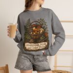 Mushroom Basket Sweatshirt — "Mushrooms, Moss, and Quiet Walks" Cozy Nature Crewneck